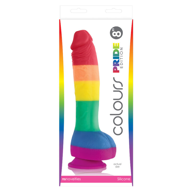 Pride Edition dildo i regnbågsfärger, 19 cm lång