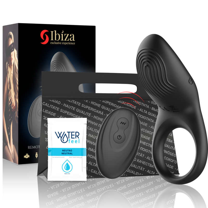IBIZA fjärrkontroll vibrerande ring i svart silikon