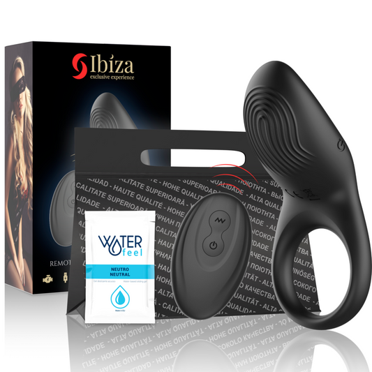 IBIZA fjärrkontroll vibrerande ring i svart silikon