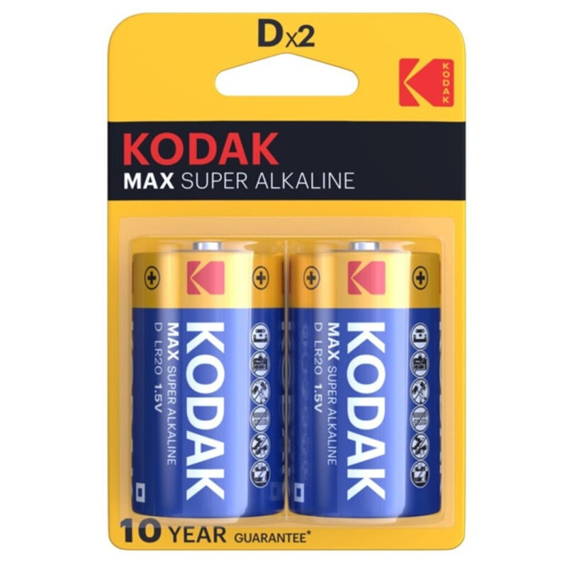 KODAK MAX alkaliskt D LR20-batteri, 2-pack