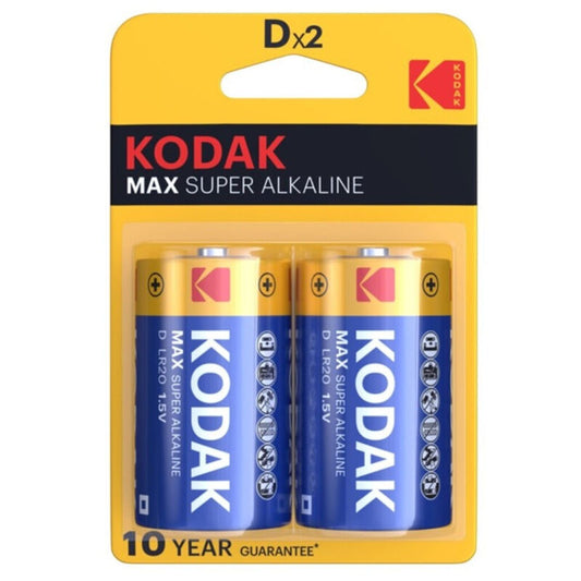 KODAK MAX alkaliskt D LR20-batteri, 2-pack