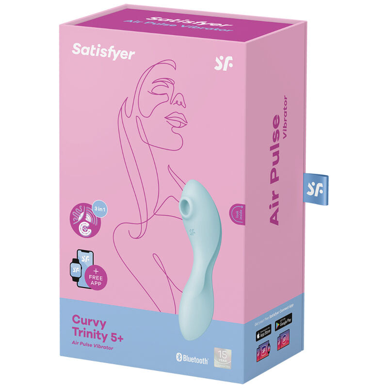 Satisfyer Curvy Trinity 5 vibrator med app i blå färg