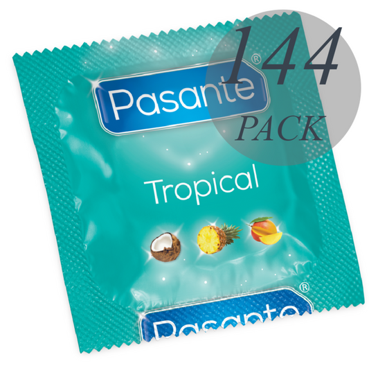 Pasante Tropical kondomer i förpackning med 144 enheter