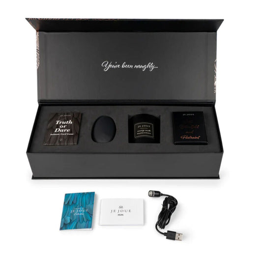 Je Joue The Naughty Gift Set med vibrator och massagekandel