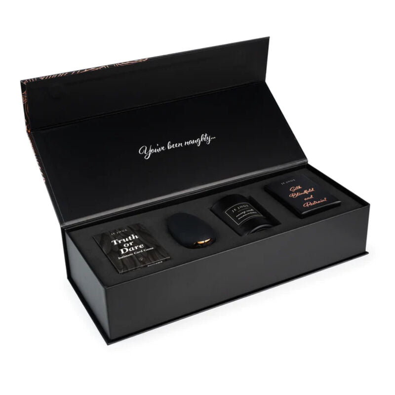 Je Joue The Naughty Gift Set med vibrator och massagekandel
