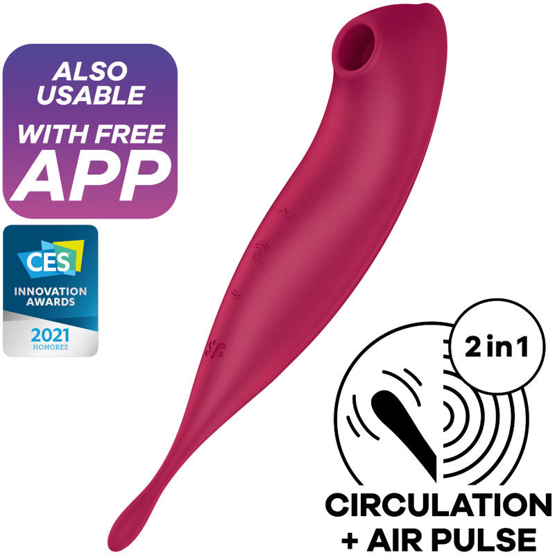 Satisfyer Twirling Pro+ Air Pulse Stimulator och vibrator i röd färg