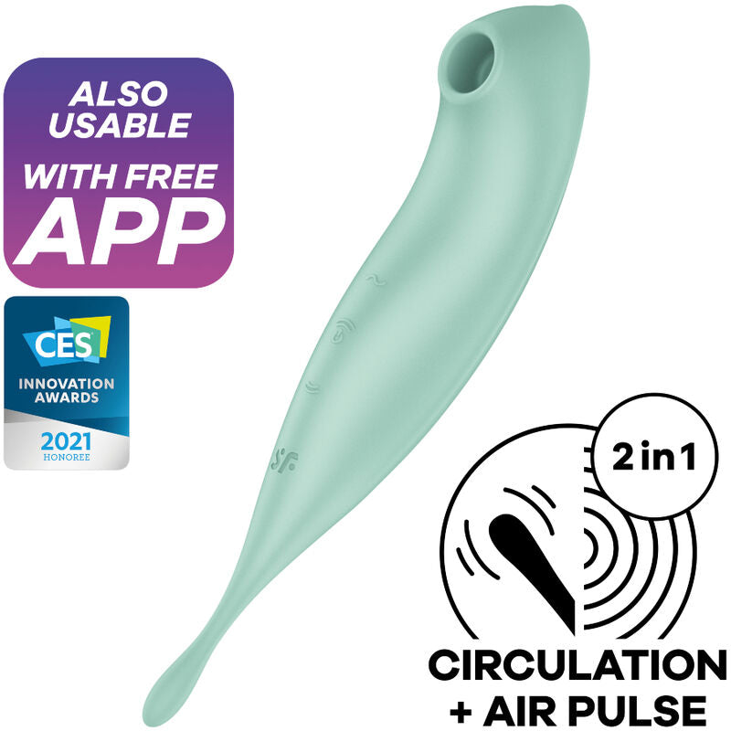 Satisfyer Twirling Pro+ Air Pulse Stimulator och vibrator i grön färg