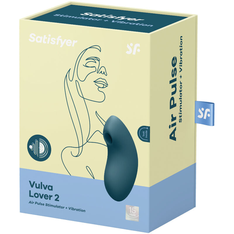 Satisfyer Vulva Lover 2 Air Pulse Stimulator och vibrator i blå färg