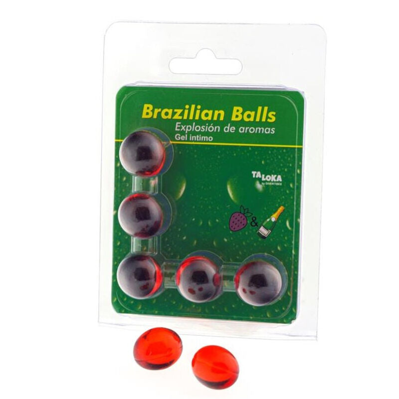 TALOKA 5 Brazilian Balls Intimate Gel med jordgubbar och champagne
