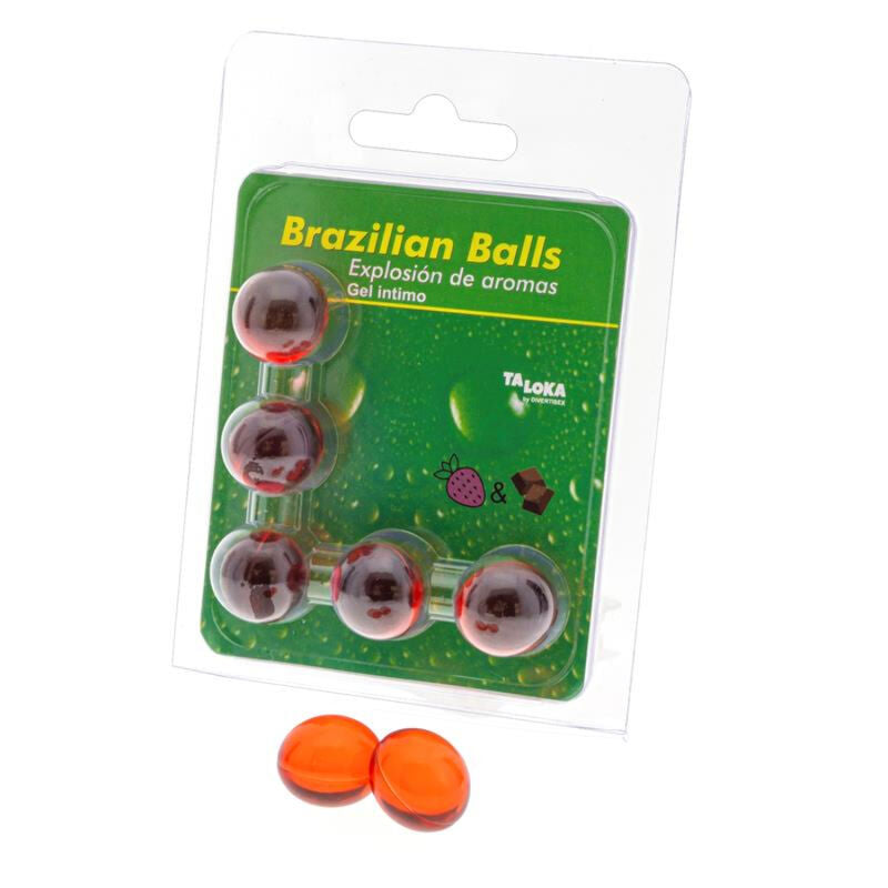TALOKA 5 Brazilian Balls Intimt Gel med jordgubb och chokladdoft