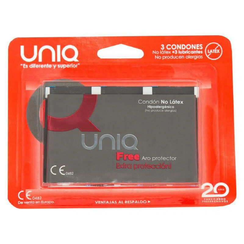 UNIQ latexfria kondomer med skyddsring, 3 enheter