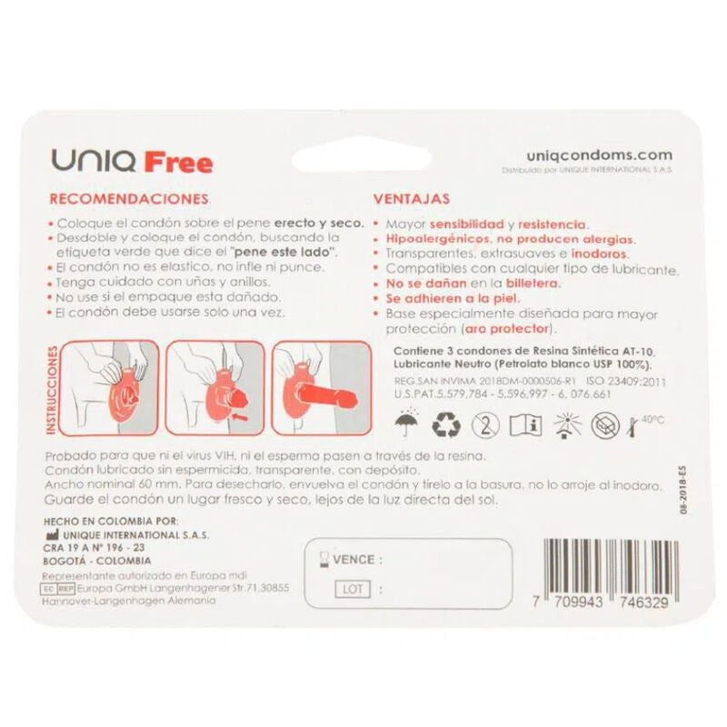 UNIQ latexfria kondomer med skyddsring, 3 enheter