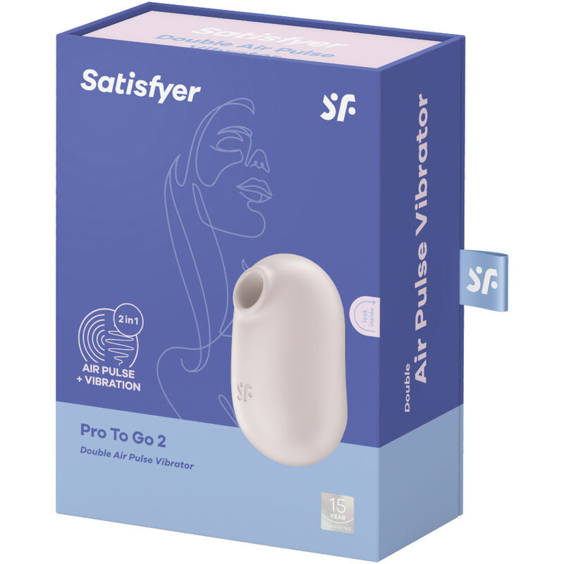 Satisfyer Pro To Go 2 dubbel luftpulsvibrator i beige