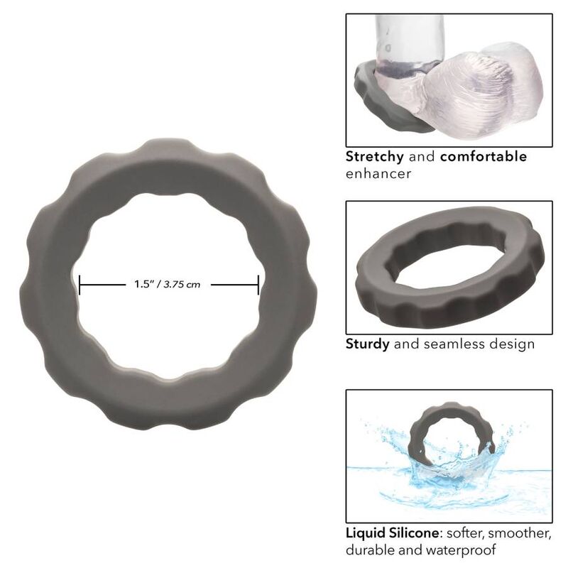 CalExotics Alpha Erect Ring i grått av flytande silikon