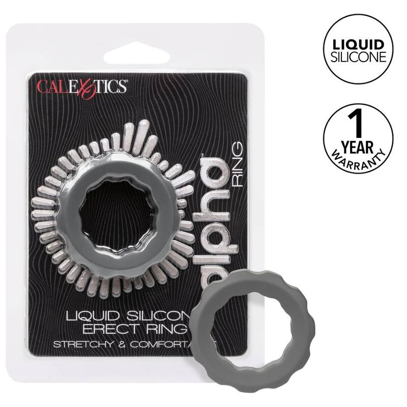CalExotics Alpha Erect Ring i grått av flytande silikon