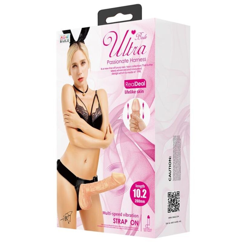 BAILE Ultra Passionate Harness med dildo 26 cm naturlig färg