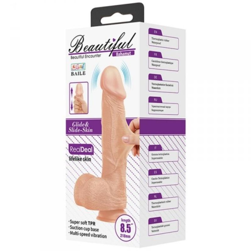 BAILE Bahamut Vibration Dildo 21.8 cm i naturlig färg