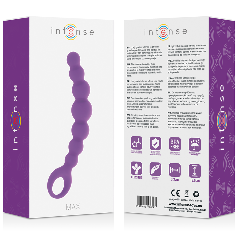 Intense Anal Beads Max Lilac i medicinsk silikon