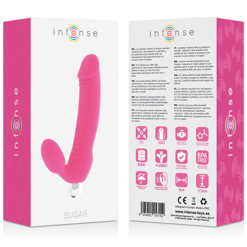 INTENSE Sugar dildo med 7 vibrationslägen i fuchsia