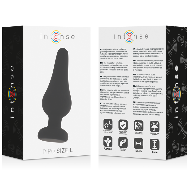 INTENSE Pipo L analplug i svart silikon 13 cm