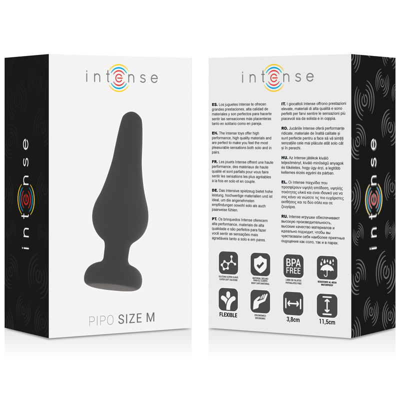 INTENSE Anal Plug Pipo M i svart silikon 11 cm