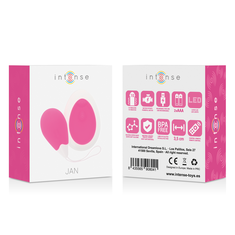 INTENSE Jan äggvibrator med fjärrkontroll i rosa