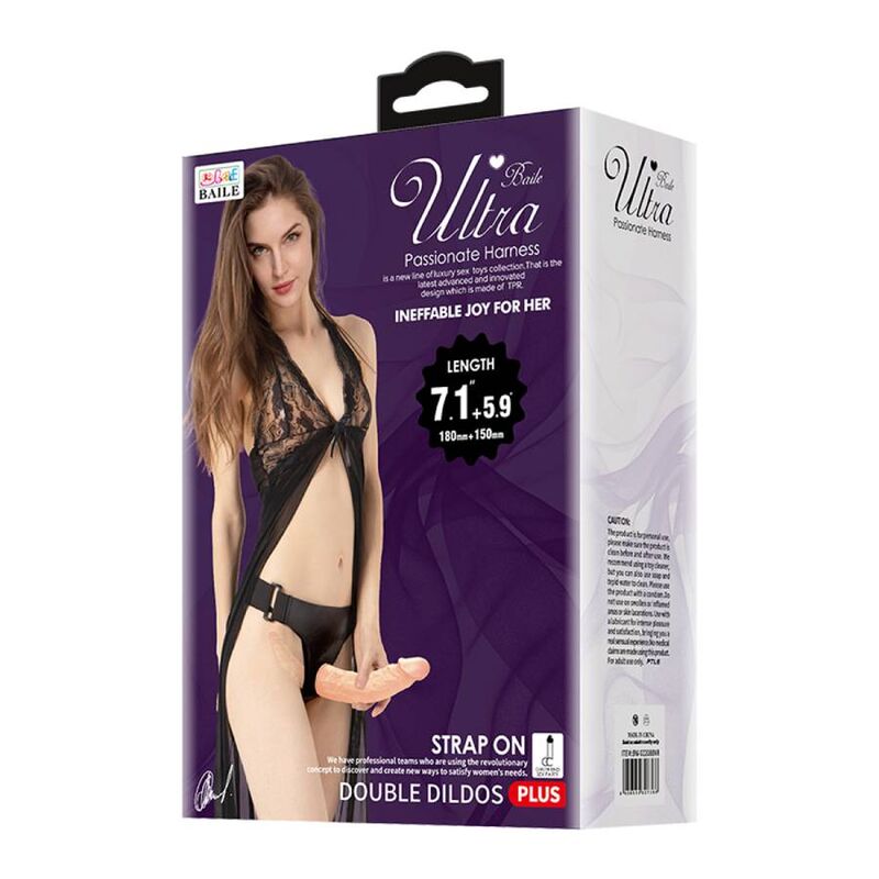 BAILE Ultra Passionate dubbel dildo med sängharnes