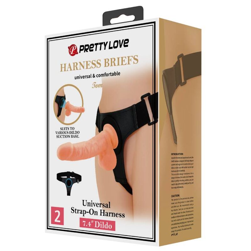 Pretty Love sängkants-harnes med dildo Tom 20 cm