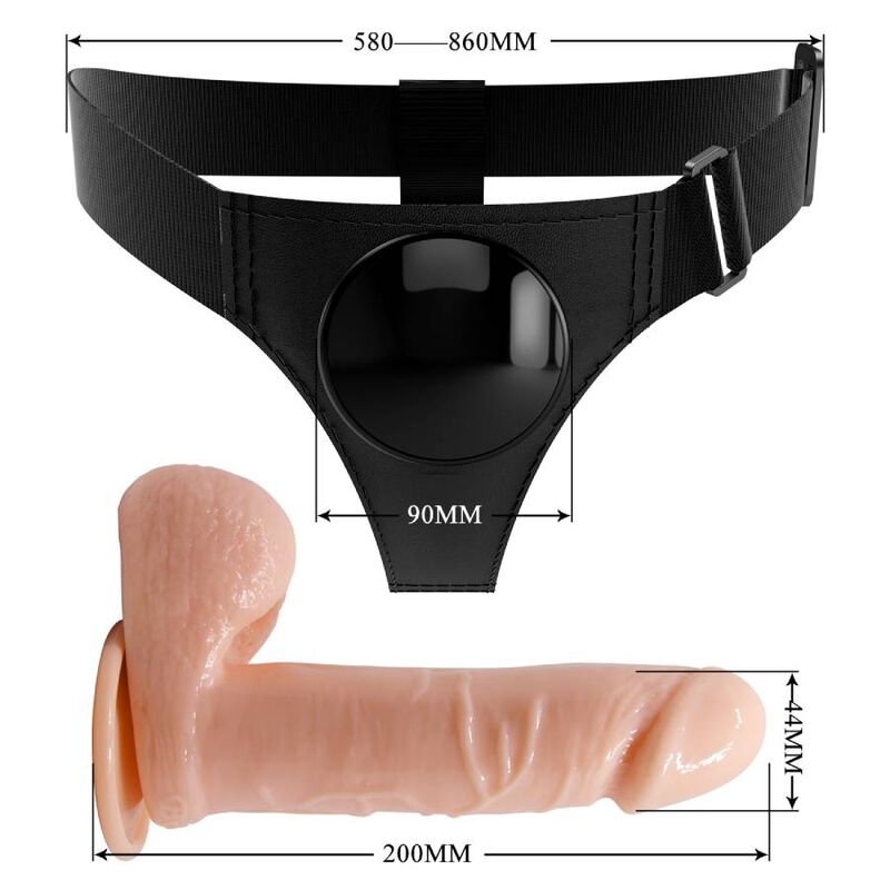 Pretty Love sängkants-harnes med dildo Tom 20 cm