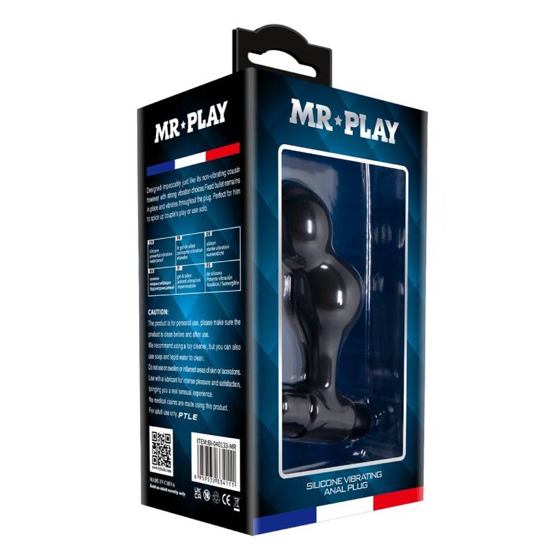 MR PLAY svart silikon vibrator analplugg