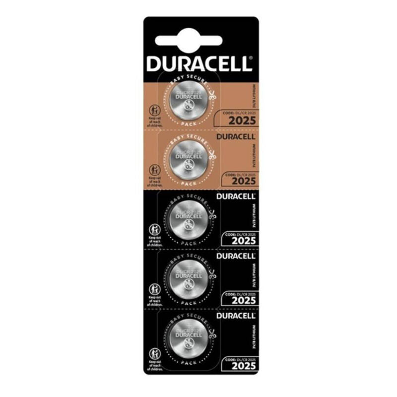 DURACELL knapppbatteri Litio CR2025 3V 5-pack