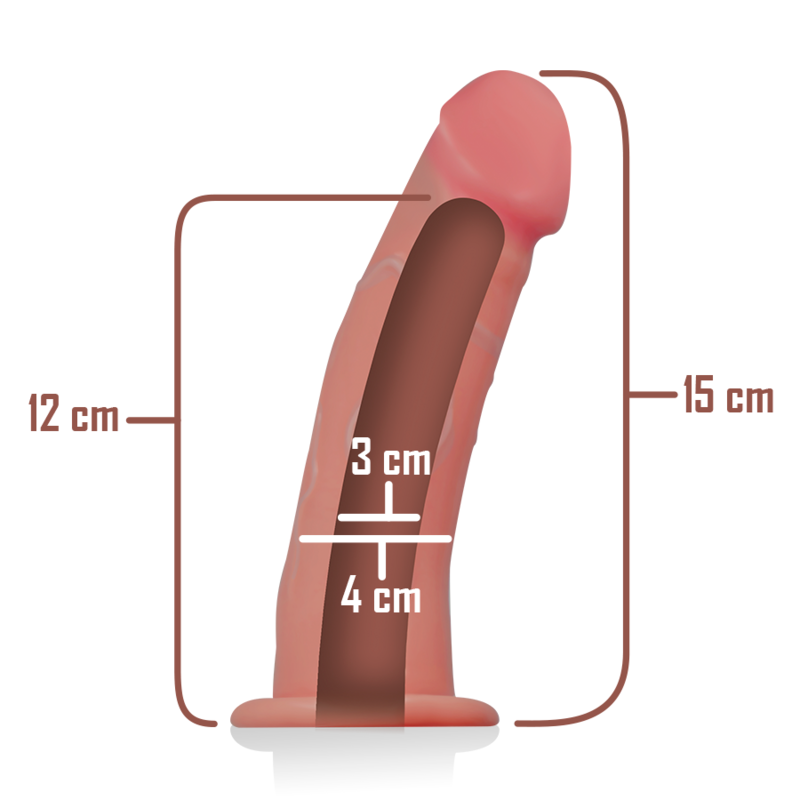 Hollow harness med dildo, 16 x 3 cm, i naturlig färg