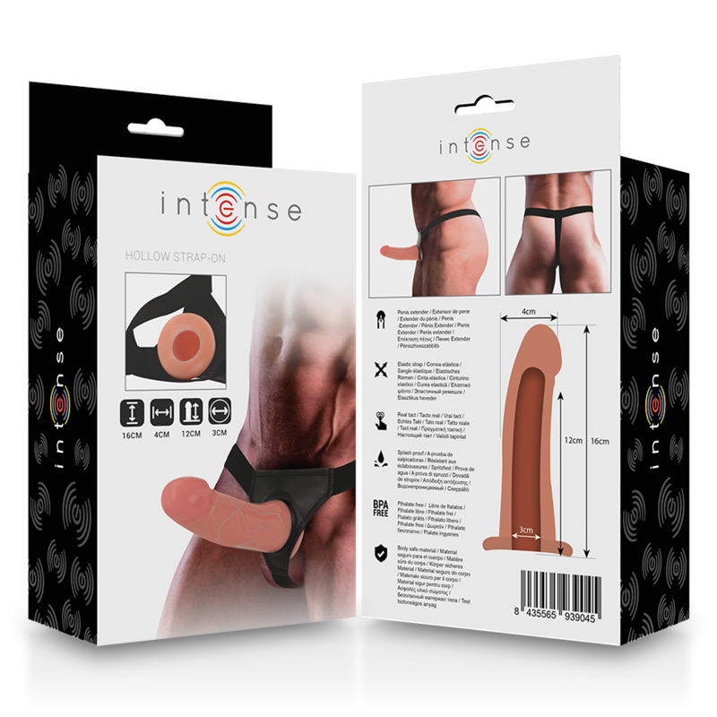 Hollow harness med dildo, 16 x 3 cm, i naturlig färg