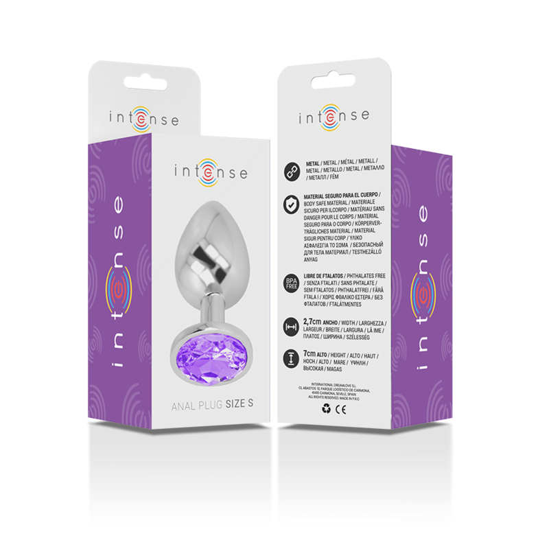 INTENSE - Aluminium Metal Anal Plug med Violett Kristall Storlek S