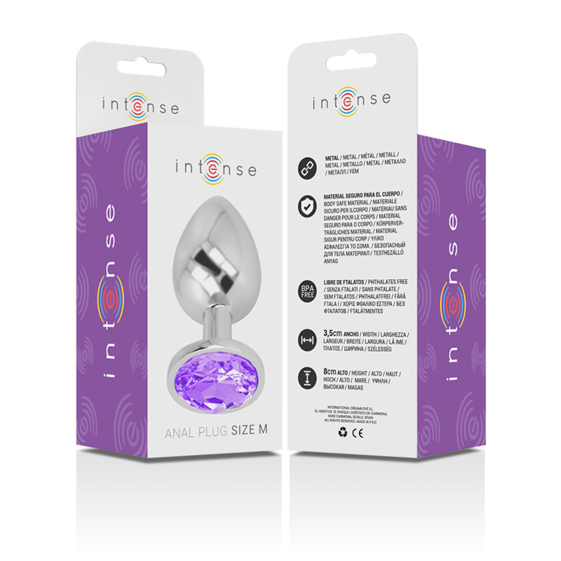 INTENSE - Aluminium Metal Anal Plug med Violett Kristall Storlek M