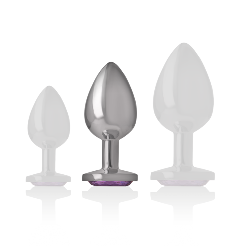 INTENSE - Aluminium Metal Anal Plug med Violett Kristall Storlek M