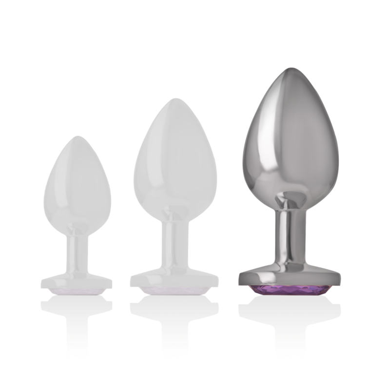 INTENSE - Aluminium Metall Analplugg med Lila Kristall Storlek L