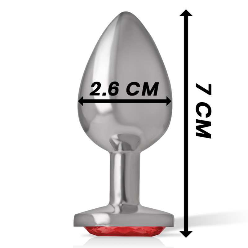 INTENSE Aluminium Metal Anal Plug med röd kristall, storlek S