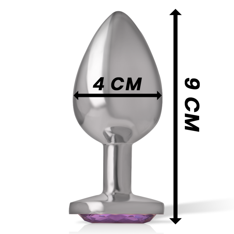 INTENSE - Aluminium Metall Analplugg med Lila Kristall Storlek L