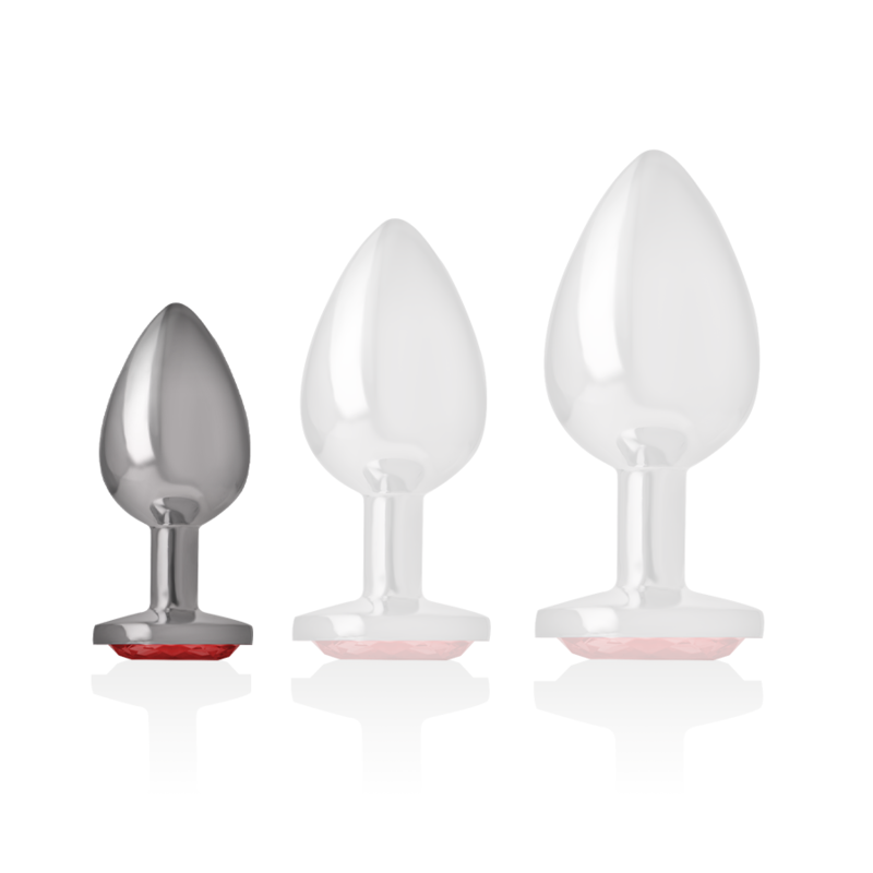 INTENSE Aluminium Metal Anal Plug med röd kristall, storlek S