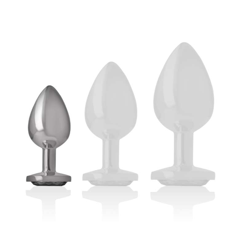 INTENSE Aluminium Metal Anal Plug med svart kristall, storlek S