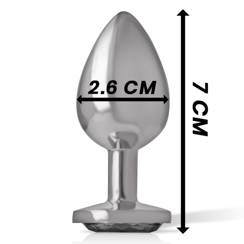 INTENSE Aluminium Metal Anal Plug med svart kristall, storlek S