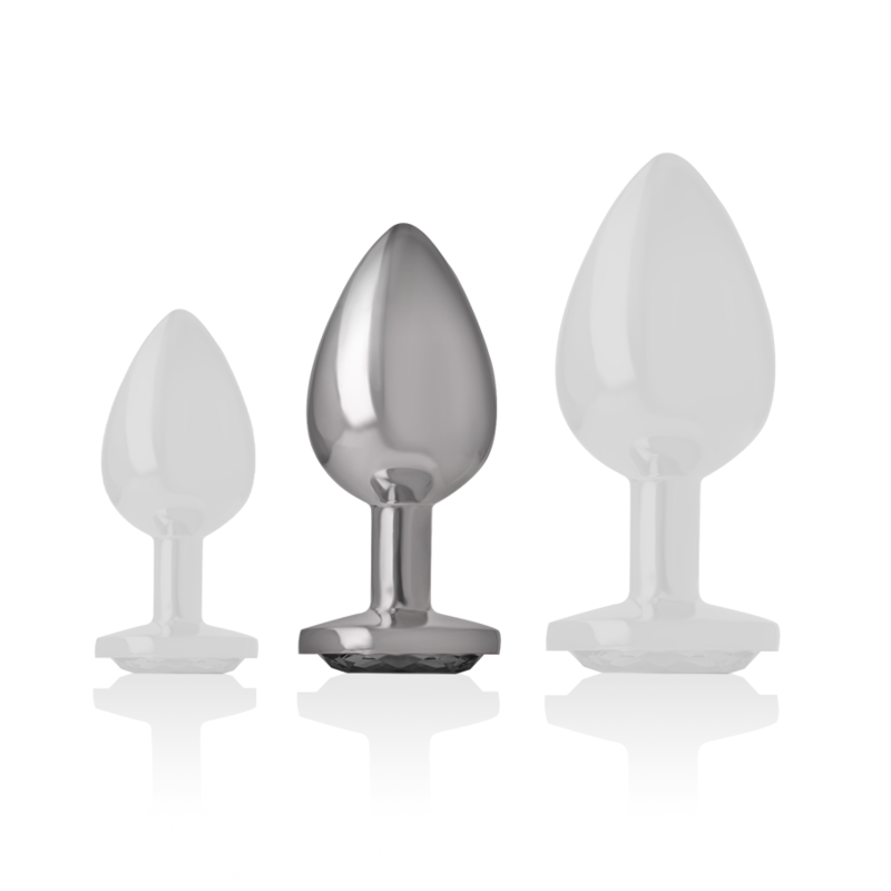 INTENSE Aluminium Metal Anal Plug med svart glas, storlek M