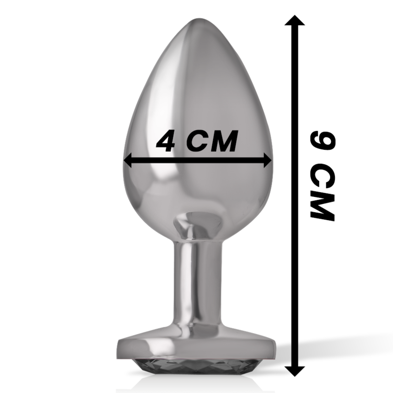 Intense aluminium analplugg med svart glas, storlek L