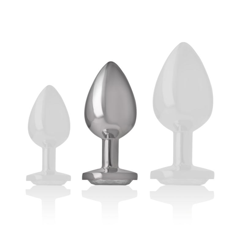 Aluminium analplugg med silverkristall, storlek M