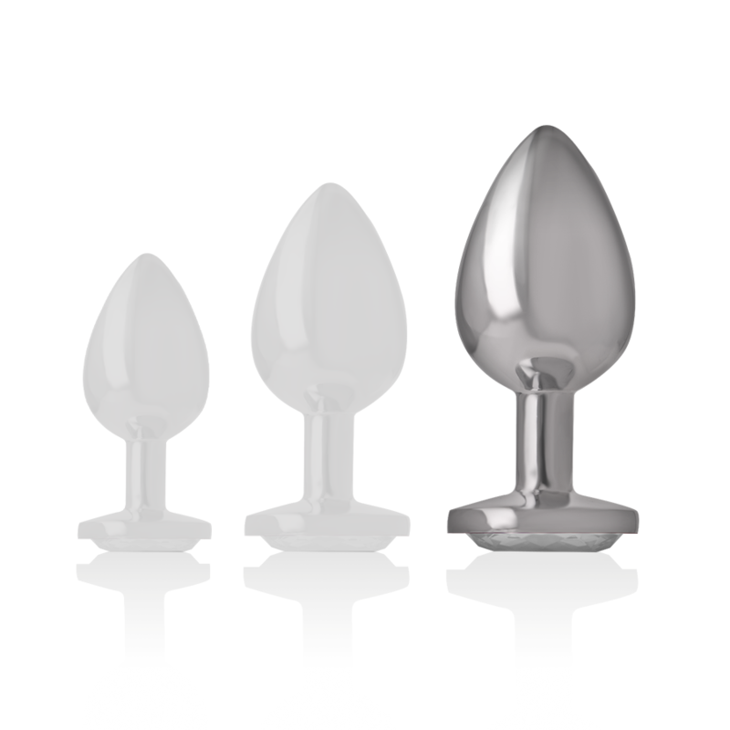 Analplugg i aluminium med silverkrystal, storlek L
