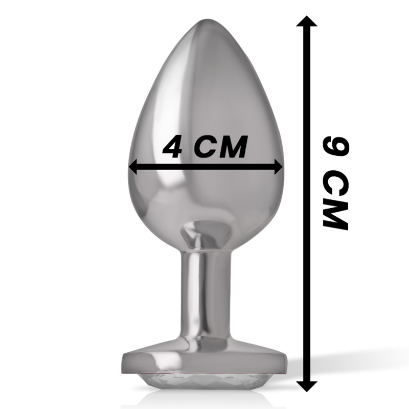 Analplugg i aluminium med silverkrystal, storlek L