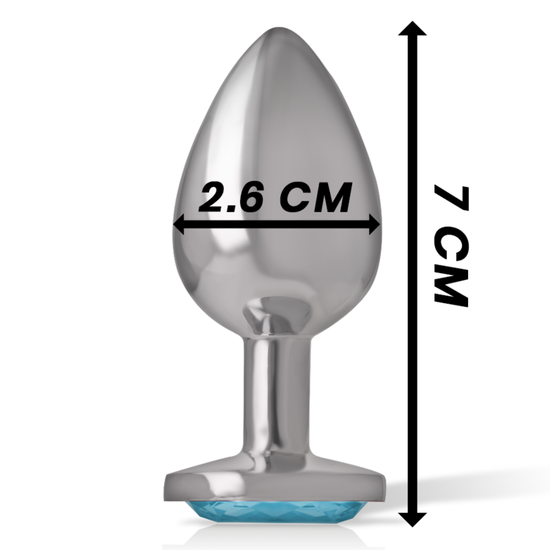 INTENSE aluminium anal plug med blå kristall, storlek S