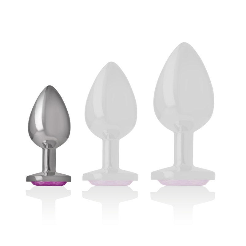 INTENSE - ANALPLUGG I ALUMINIUM MED ROSA KRISTALL STORLEK S