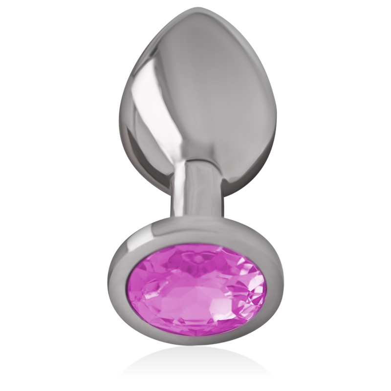 INTENSE - Aluminium Metall Analplugg med Rosa Kristall Storlek M